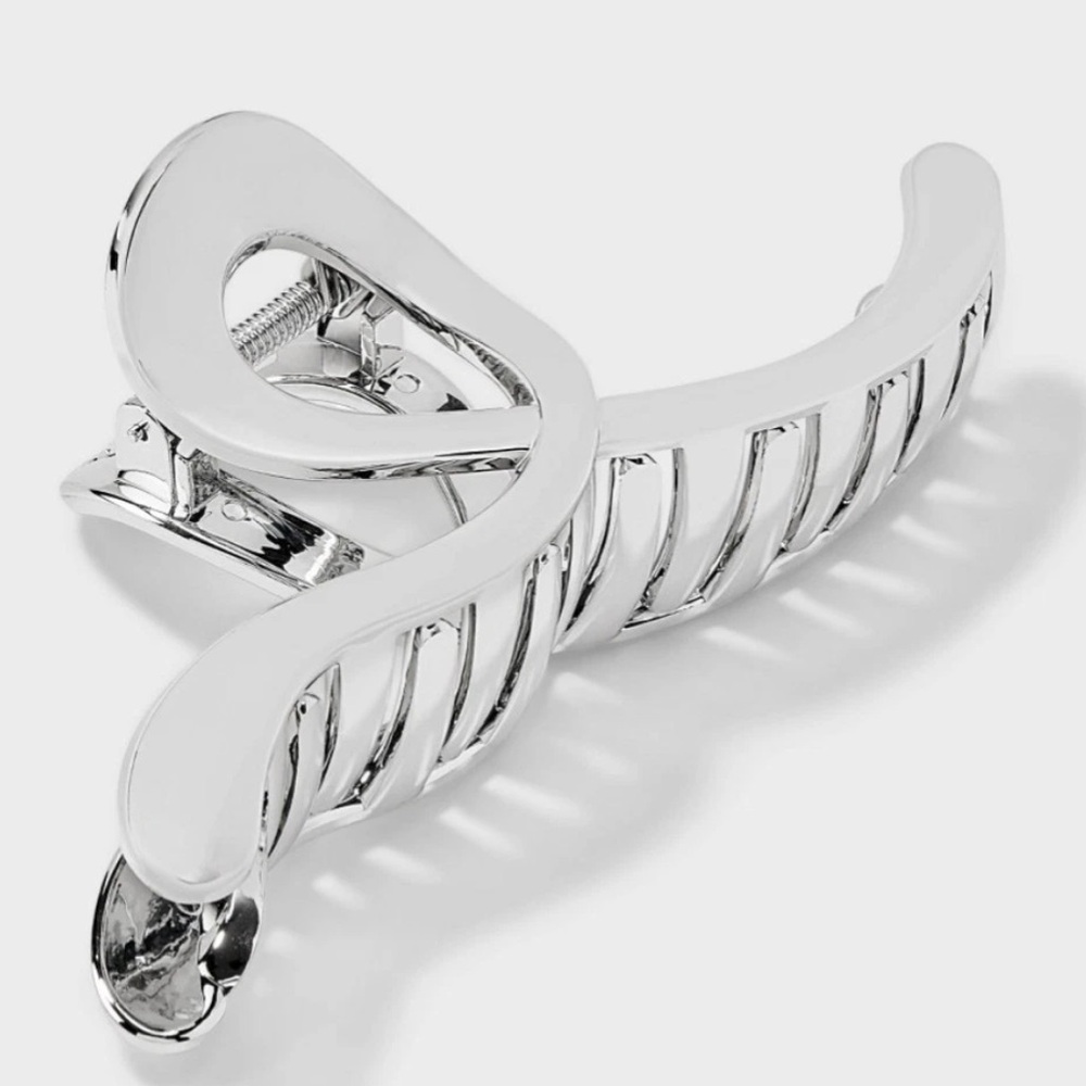 NEW A New Day Plastic Loop Metallic Silver Large Claw Hair Clip Lot Of 3 Target